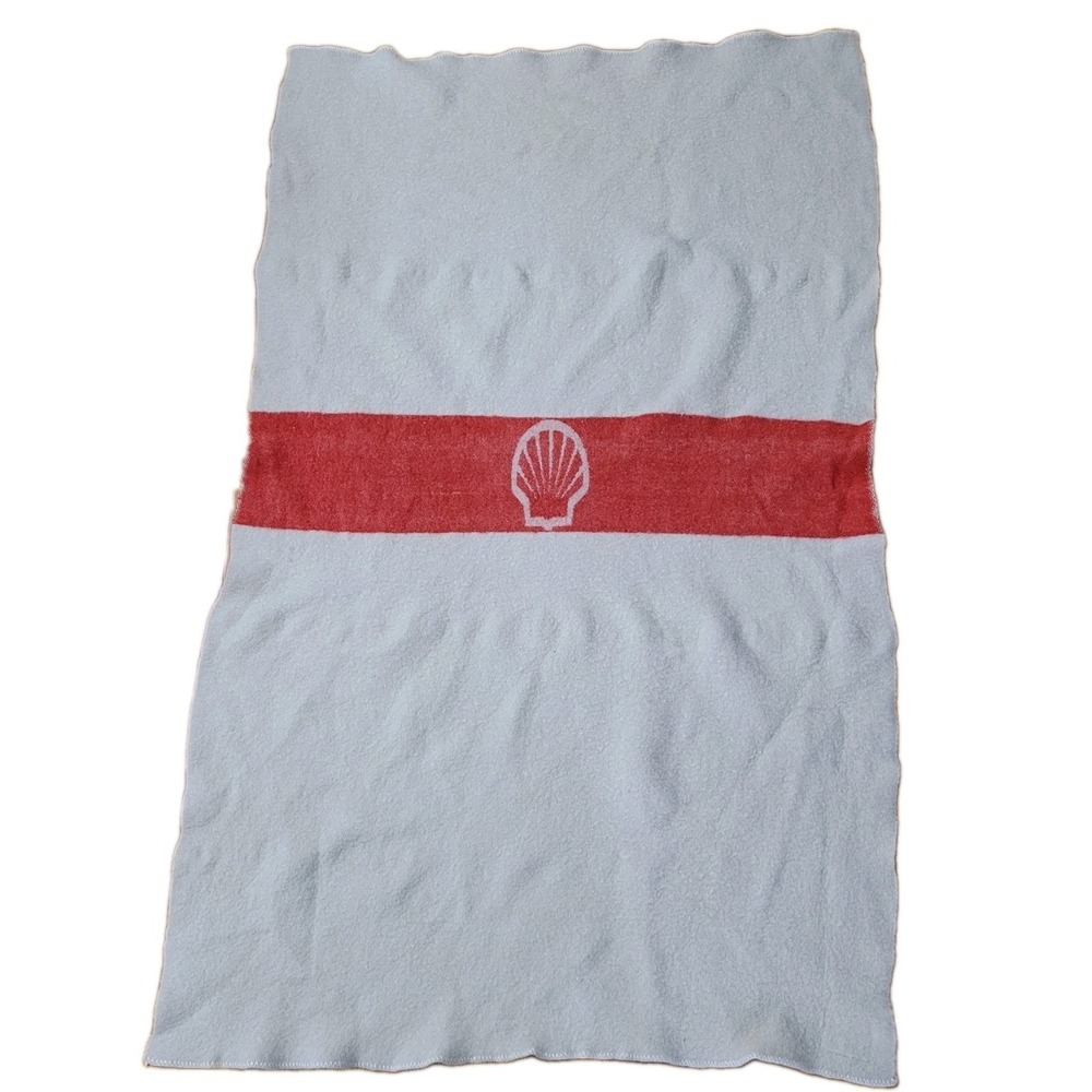 Vintage Virgin Wool Blanket Holland Red Striped Shell 76x46